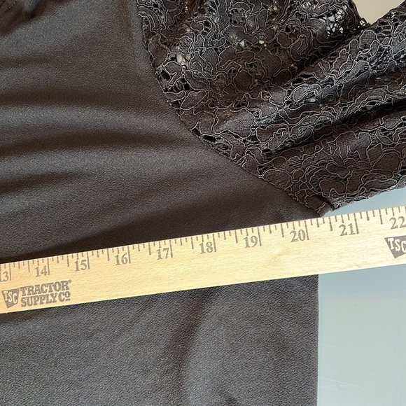 Vintage Style Black Blouse Lace Sleeves M - Picture 7 of 7
